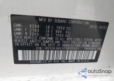 2023 Subaru Impreza Base from USA, damaged, VIN 4S3GKAB6XP3605863